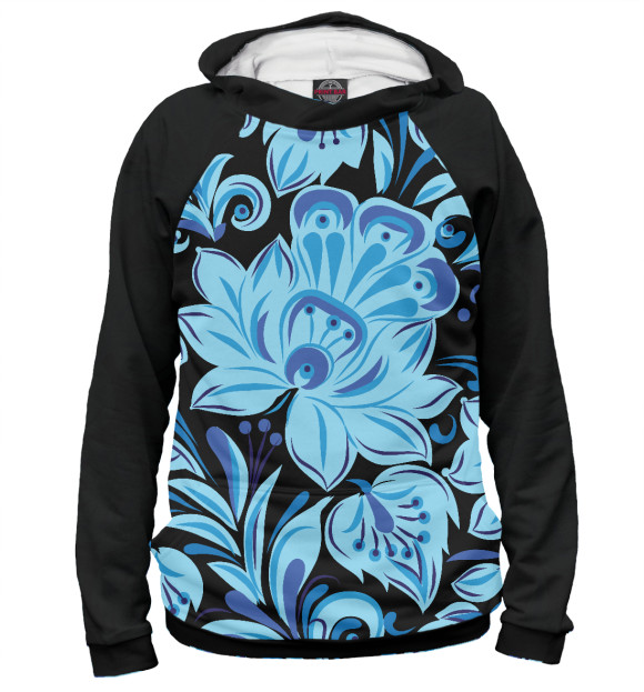 Женское худи с притом Blue ice цвета Белый Женское худи с изображением Blue ice цвета Белый