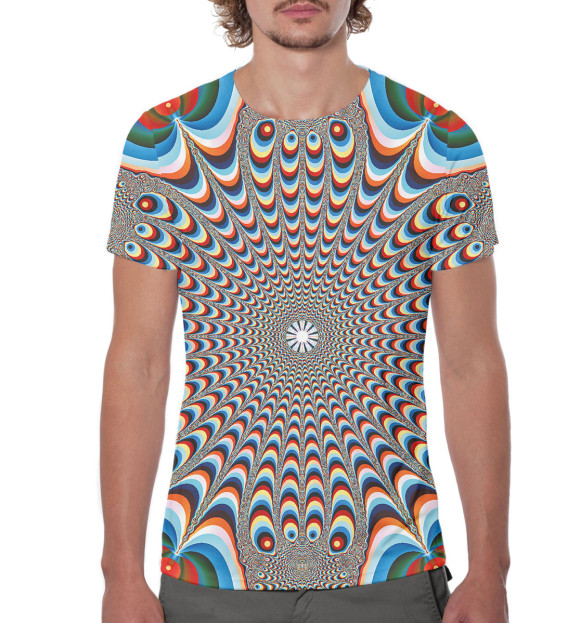 Мужская футболка с изображением Оптическая иллюзия цвета Белый