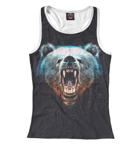 Женская майка-борцовка с изображением Dark Bear цвета Белый