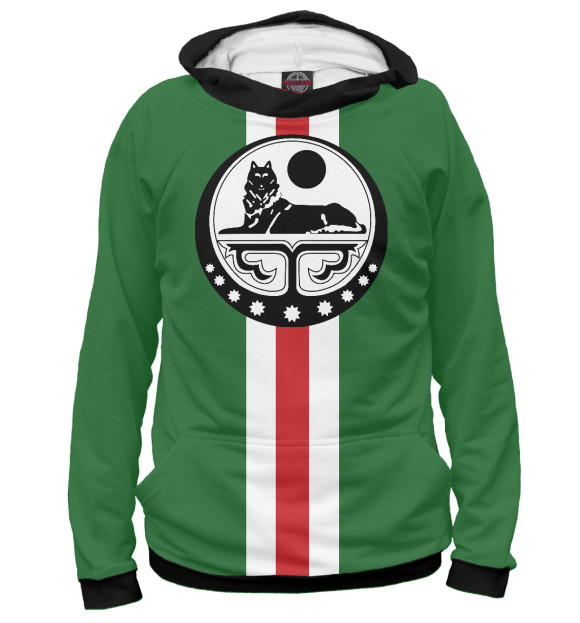 Женское худи с изображением Berzloy. Нохчийчоь цвета Белый