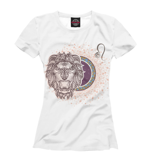 Женская футболка с изображением Лев цвета Белый