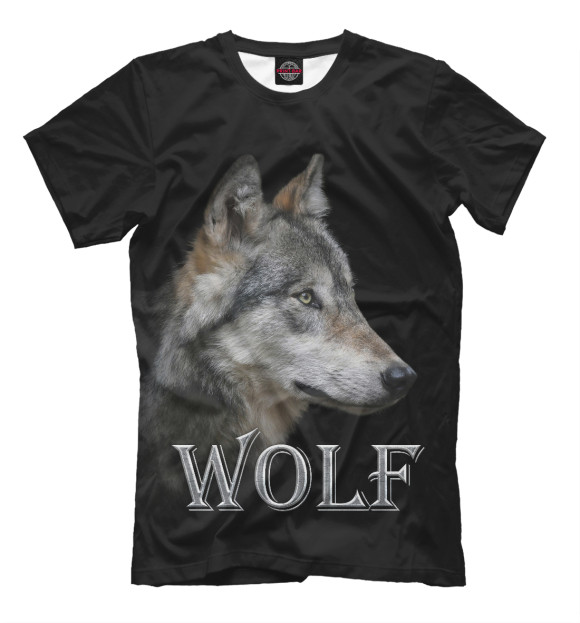 Мужская футболка с изображением Wolf цвета Черный