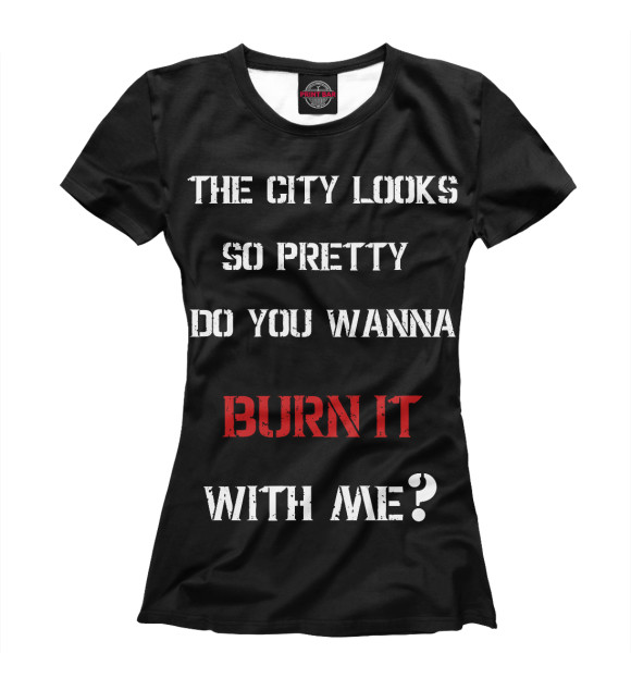 Женская футболка с изображением HU City lyrics цвета Белый