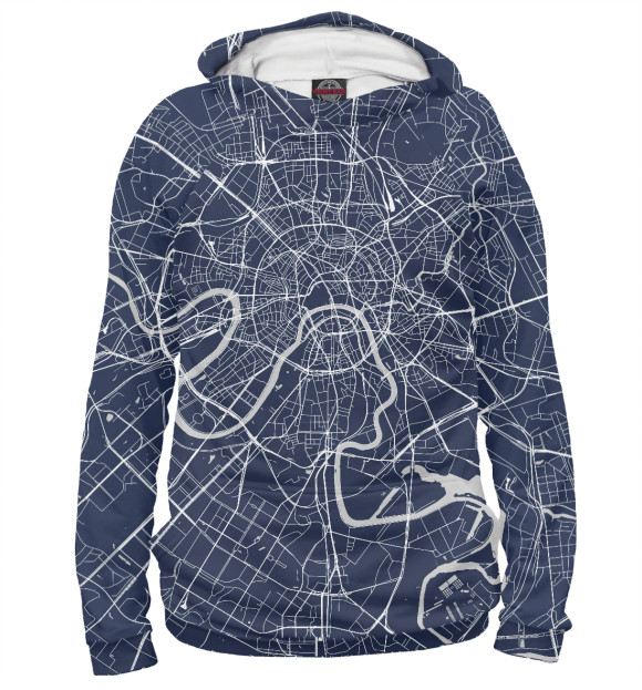 Женское худи с изображением Карта Москвы цвета Белый