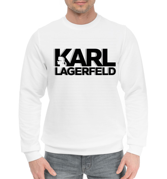 Мужской хлопковый свитшот с изображением Karl Lagerfeld цвета Белый