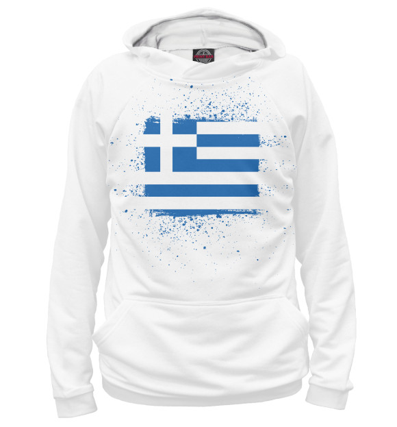 Мужское худи с изображением Греческий флаг цвета Белый
