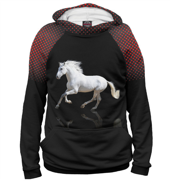 Женское худи с изображением Скачущая лошадь цвета Белый