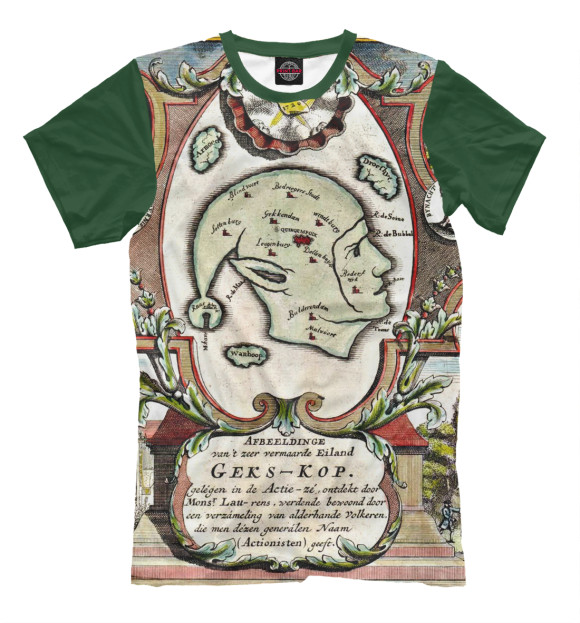 Мужская футболка с изображением Карта Ирландии - Шутовской Колпак цвета Молочно-белый