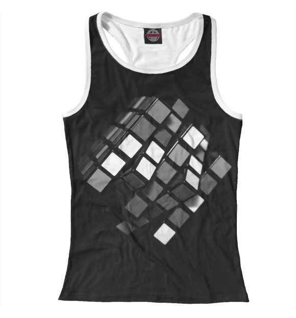 Женская майка-борцовка с изображением Кубик-рубик цвета Белый