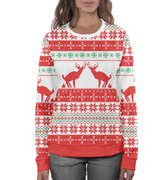 Женский свитшот с изображением Некультурные олени цвета Белый