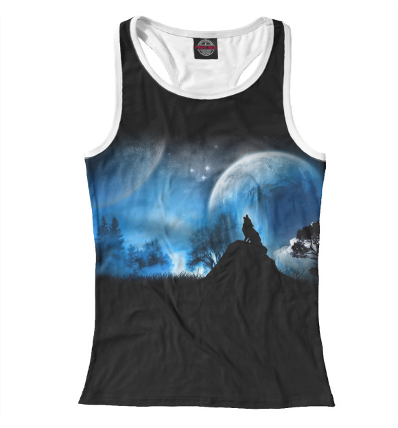 Женская майка-борцовка с изображением Волк цвета Белый