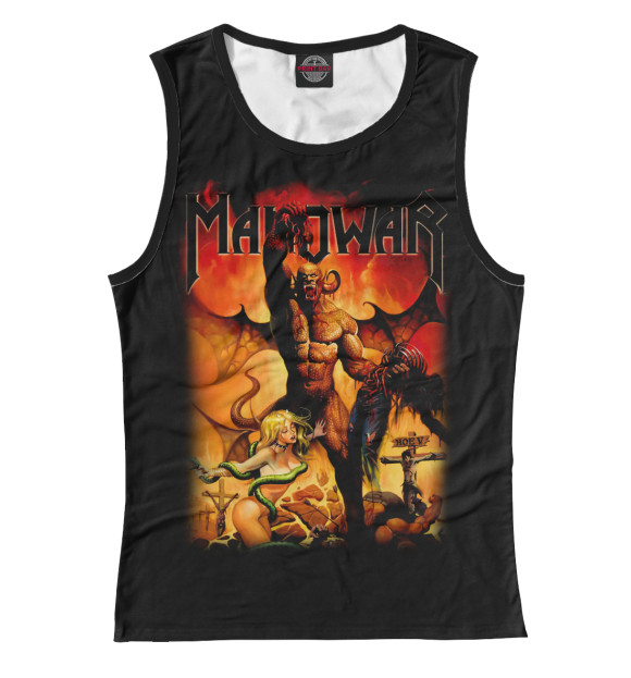 Майка для девочки с притом Manowar цвета Белый Майка для девочки с изображением Manowar цвета Белый