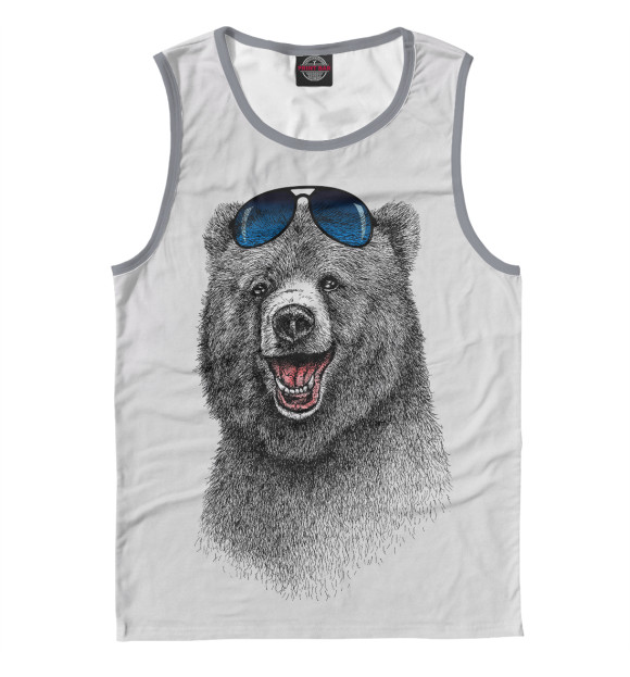 Майка для мальчика с притом Счастливый медведь цвета Белый Майка для мальчика с изображением Счастливый медведь цвета Белый