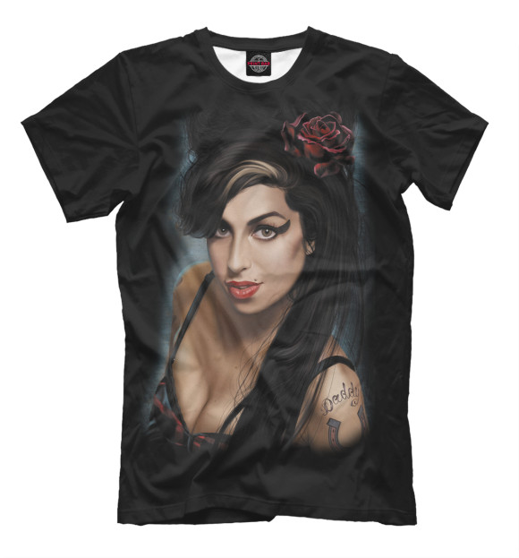 Мужская футболка с изображением Amy Winehouse цвета Черный
