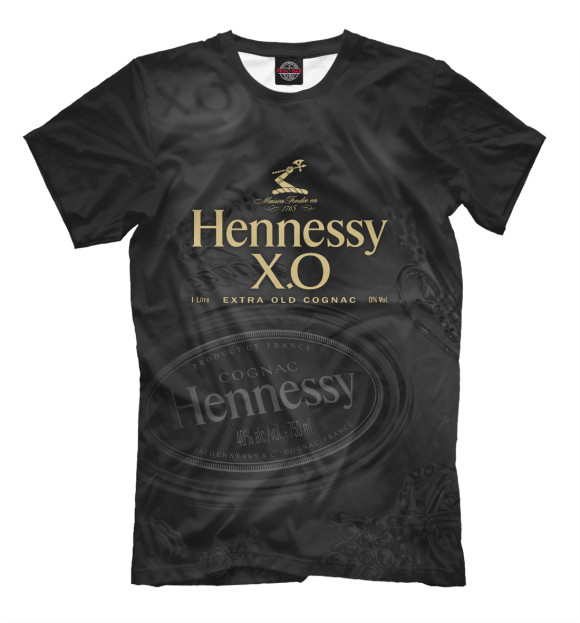 Мужская футболка с изображением Hennessy X.O безалкогольный цвета Черный