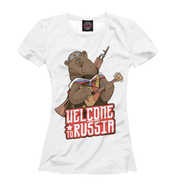 Женская футболка с изображением Welcome to Russia цвета Белый