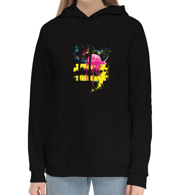 Женский хлопковый худи с притом Улитка цвета Черный Женский хлопковый худи с изображением Улитка цвета Черный