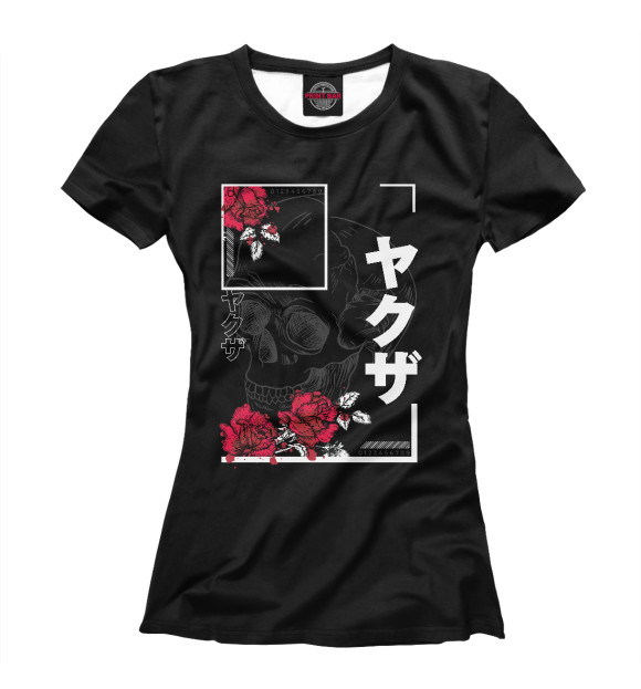 Женская футболка с изображением Japanese urban skull цвета Белый