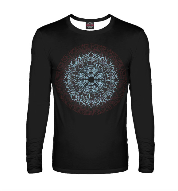 Мужской лонгслив с изображением Шлем Ужаса в узоре цвета Белый