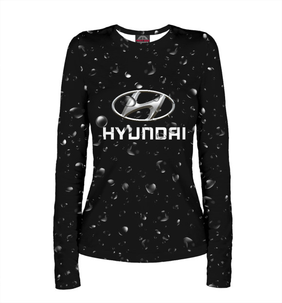 Женский лонгслив с изображением Hyundai под дождём цвета Белый