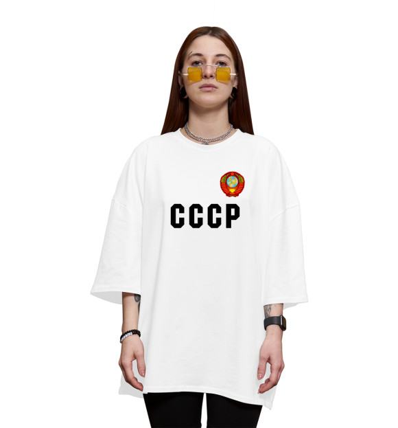 Женская футболка оверсайз с изображением СССР цвета Белый