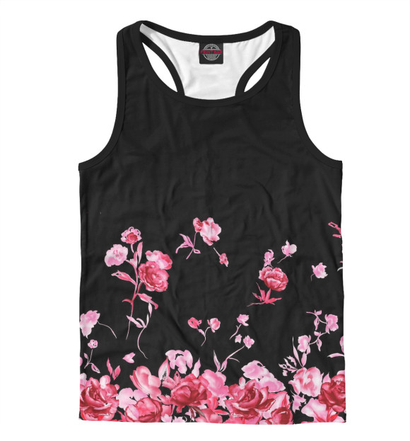 Мужская майка-борцовка с изображением Цветы цвета Белый