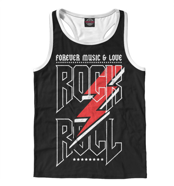 Мужская майка-борцовка с изображением Rock'n'Roll цвета Белый