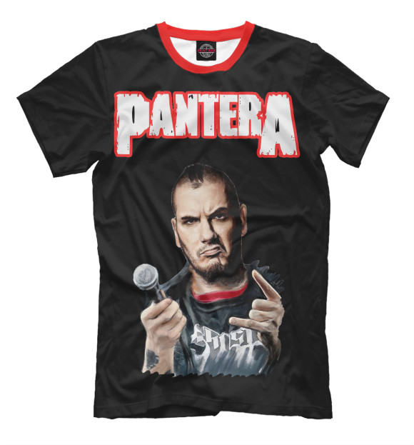 Мужская футболка с изображением Pantera Phil Anselmo цвета Черный