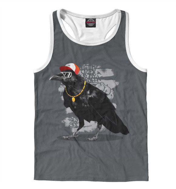 Мужская майка-борцовка с изображением Hip-hop raven цвета Белый