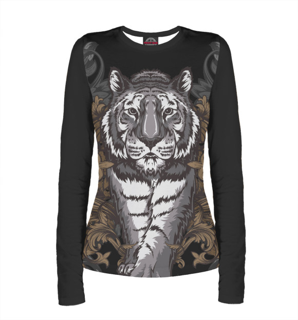 Женский лонгслив с изображением Тигр цвета Белый