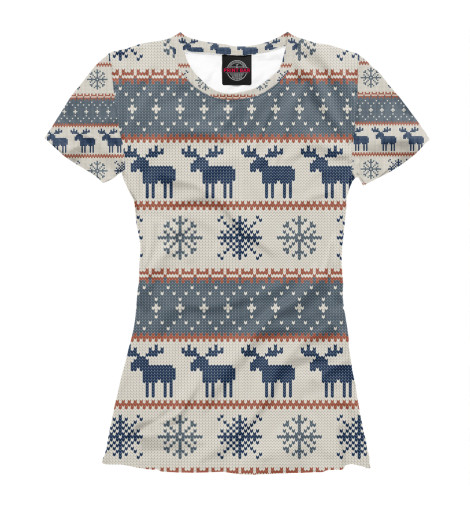 

Футболки Print Bar, Белый, Новогодний орнамент