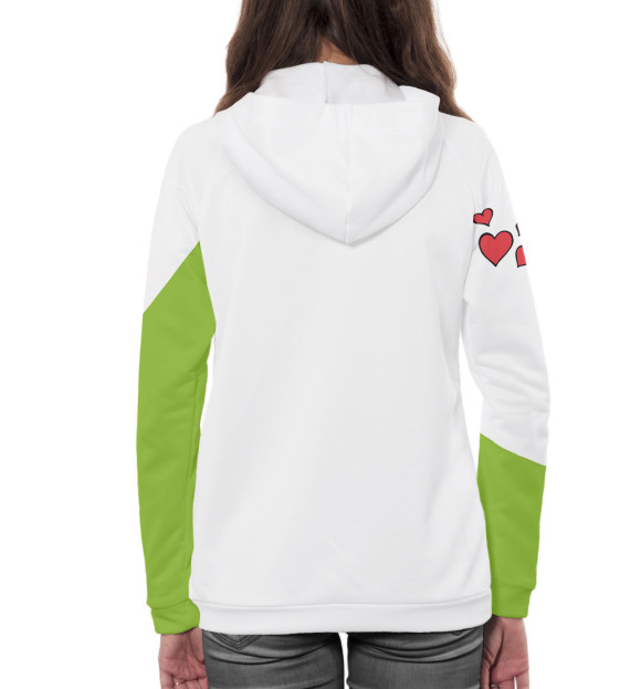 Женское худи с изображением Влюблённые смурфики цвета Белый