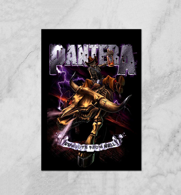 Плакат с изображением Pantera Cowboys From Hell цвета Белый