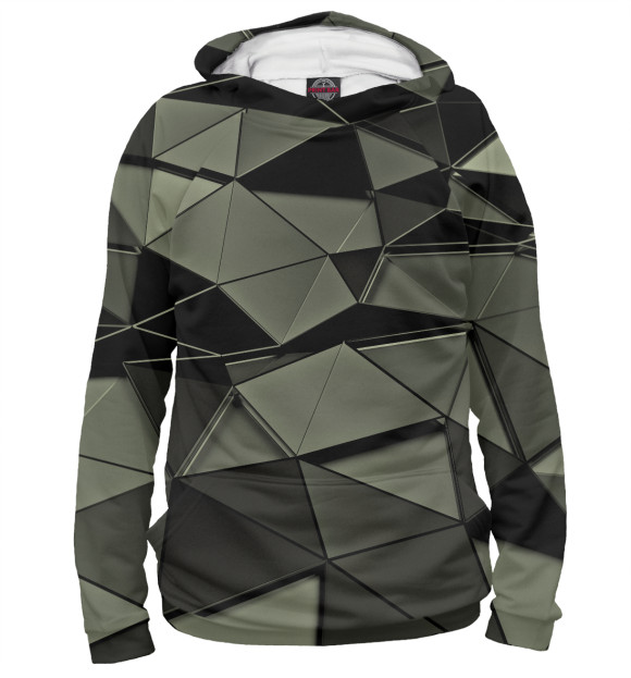 Мужское худи с изображением Gray Abstract цвета Белый