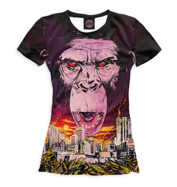 Футболка для девочек с изображением Обезьяны цвета Белый