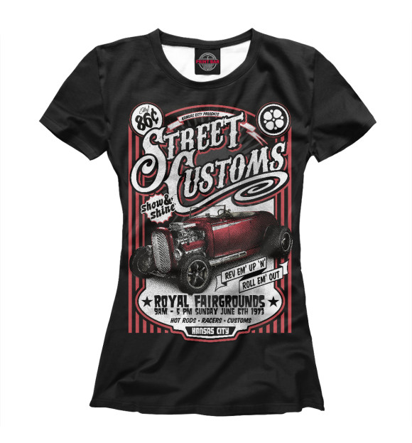 Футболка для девочек с изображением Street Customs цвета Белый