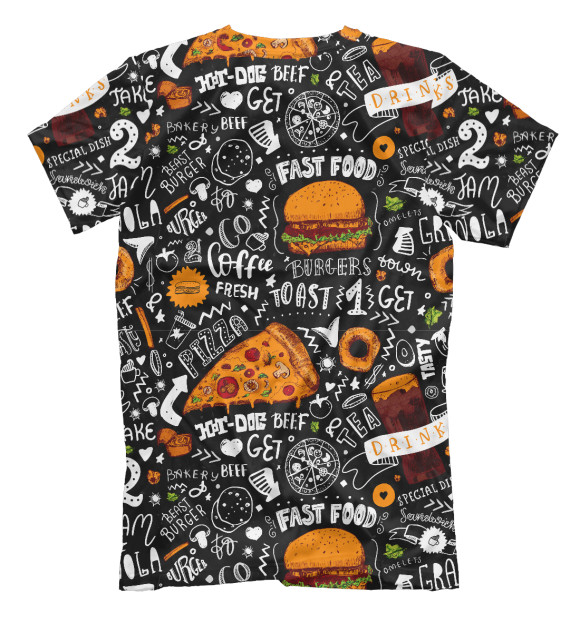 Мужская футболка с изображением Fast food цвета Белый