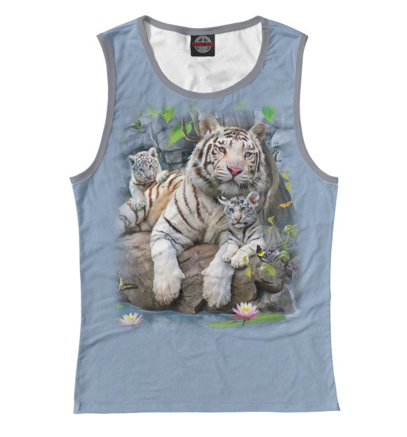 Женская майка с изображением Тигры цвета Белый