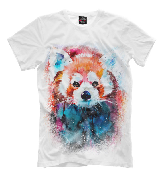 Мужская футболка с изображением Красная панда цвета Молочно-белый