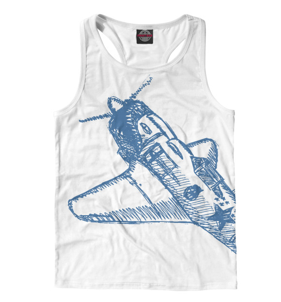 Мужская майка-борцовка с изображением Ла-5 цвета Белый