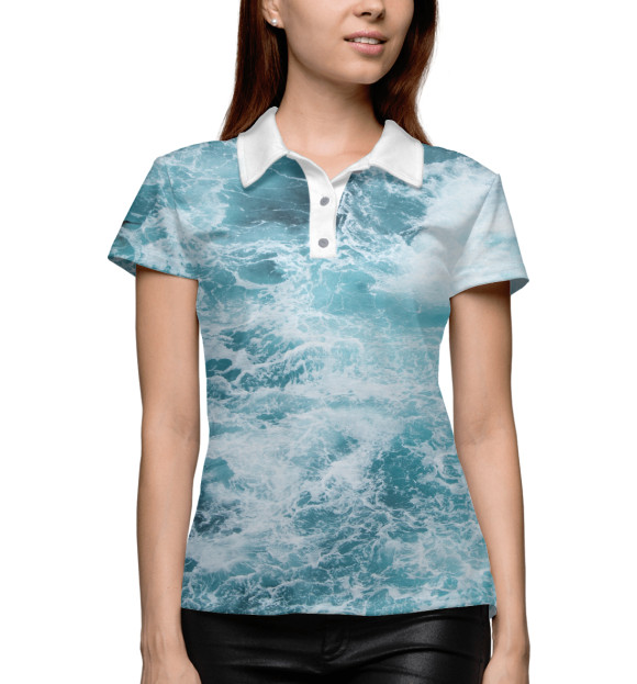 Женское поло с изображением Море цвета Белый