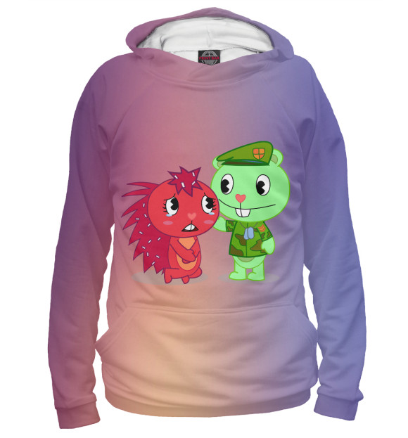 Женское худи с изображением Happy Tree Friends цвета Белый