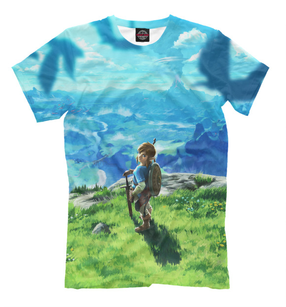 Мужская футболка с изображением Legend of Zelda: Breath of the Wild цвета Грязно-голубой