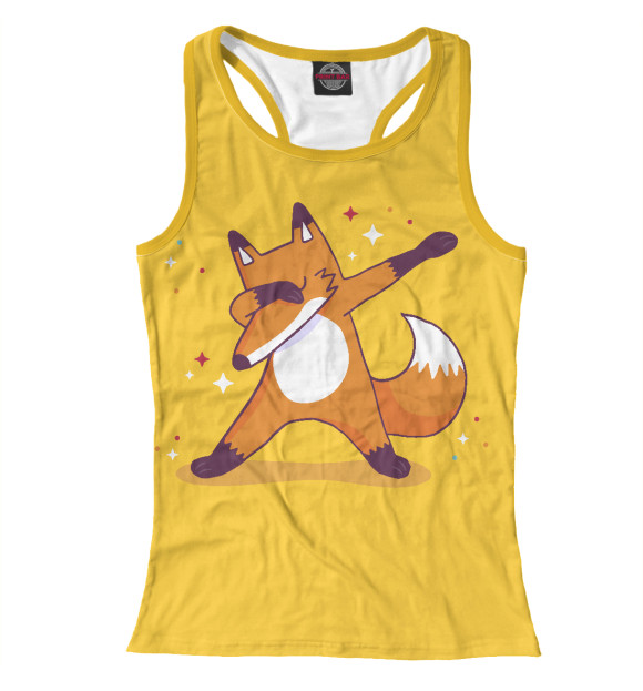 Женская майка-борцовка с изображением Лиса Танцует цвета Белый