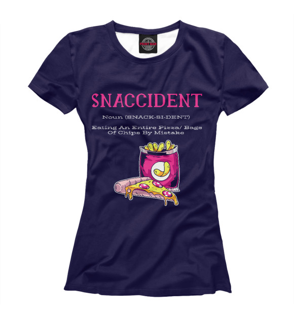 Женская футболка с изображением Snaccident цвета Белый