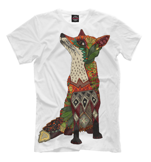 Мужская футболка с изображением Floral fox цвета Молочно-белый