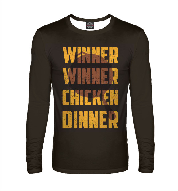Мужской лонгслив с изображением Winner winner chicken dinner цвета Белый