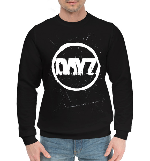 Мужской хлопковый свитшот с изображением DayZ / Минимал цвета Черный