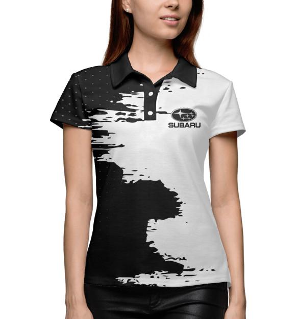 Женское поло с изображением SUBARU sport цвета Белый