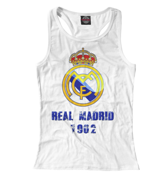 Женская майка-борцовка с изображением FC Real Madrid цвета Белый